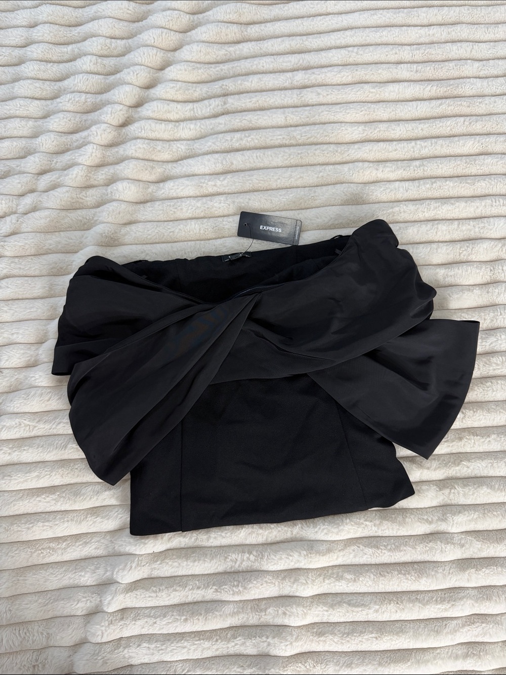 Express Black Off-the-Shoulder Twist Detail Top
